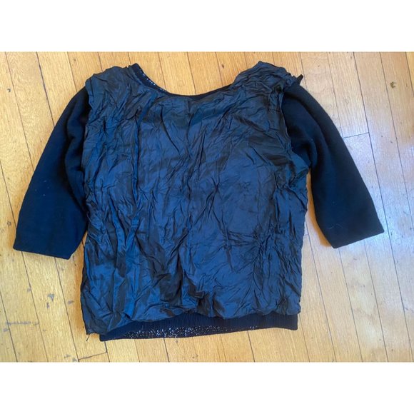 Elsie Tu 100% Cashmere Black Beaded Silk Lined Beautiful Sweater Size 38 Medium - Picture 4 of 6